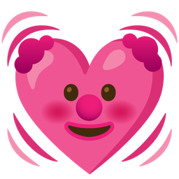 beating heart and clown face