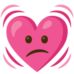 beating heart and confused face