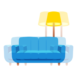 beating heart and couch and lamp