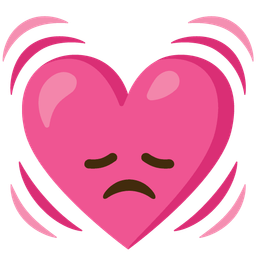 beating heart and disappointed face