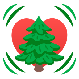 beating heart and evergreen tree