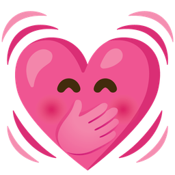 beating heart and face with hand over mouth