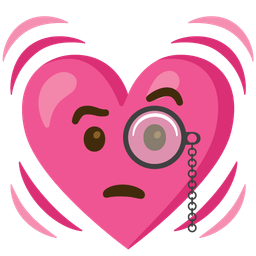 beating heart and face with monocle