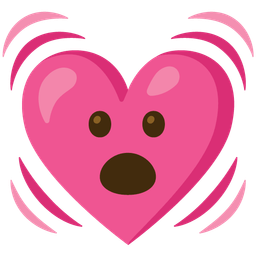 beating heart and face with open mouth