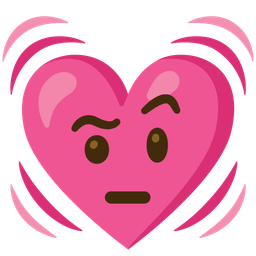 beating heart and face with raised eyebrow