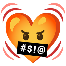 beating heart and face with symbols on mouth