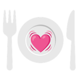 beating heart and fork and knife with plate