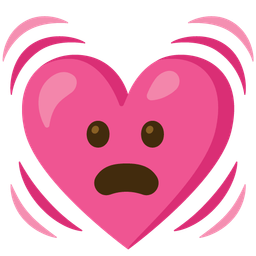 beating heart and frowning face with open mouth