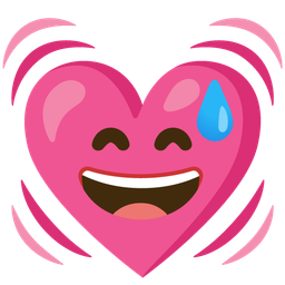 Beating heart and Grinning face with sweat