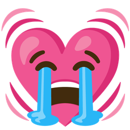 beating heart and loudly crying face