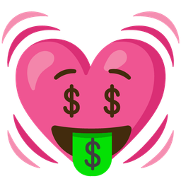 Beating heart and Money-mouth face