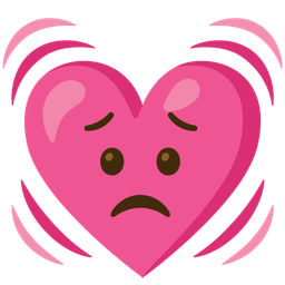 beating heart and sad but relieved face