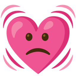beating heart and slightly frowning face