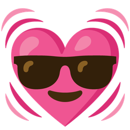 beating heart and smiling face with sunglasses