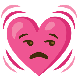 beating heart and unamused face