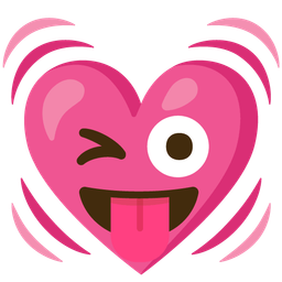 Beating heart and Winking face with tongue