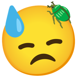 beetle and downcast face with sweat