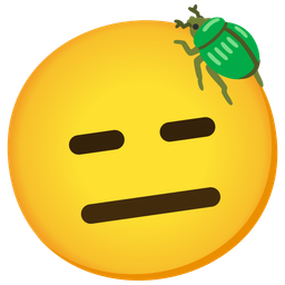 beetle and expressionless face