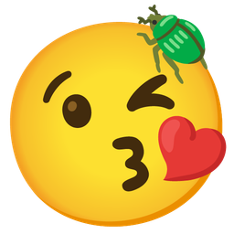 Beetle and Face blowing a kiss