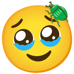 beetle and face holding back tears