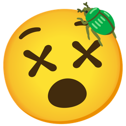 beetle and face with crossed-out eyes