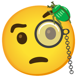 beetle and face with monocle