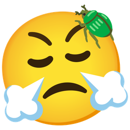 beetle and face with steam from nose