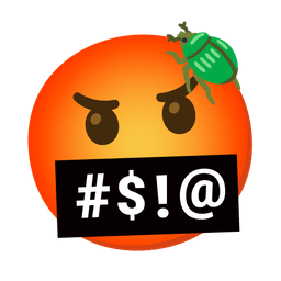 beetle and face with symbols on mouth