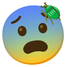 beetle and fearful face