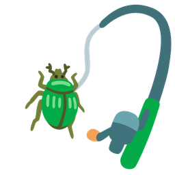 beetle and fishing pole