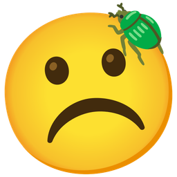 beetle and frowning face