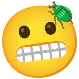 beetle and grimacing face