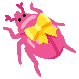 beetle and heart with ribbon