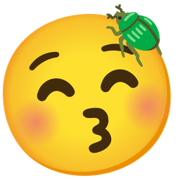 Beetle and Kissing face with closed eyes