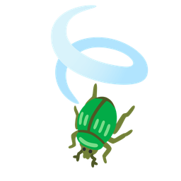 beetle and leaf fluttering in wind