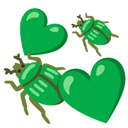 beetle and revolving hearts