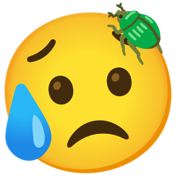 beetle and sad but relieved face