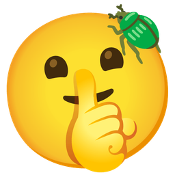 beetle and shushing face