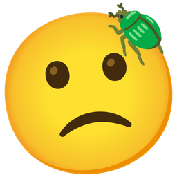 beetle and slightly frowning face