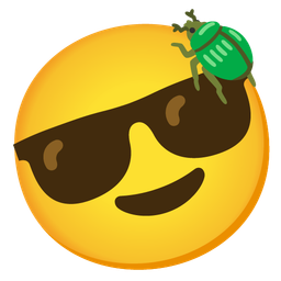 beetle and smiling face with sunglasses