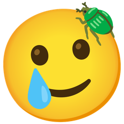 Beetle and Smiling face with tear