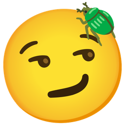 beetle and smirking face