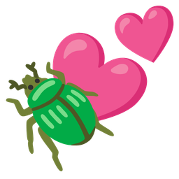 beetle and two hearts