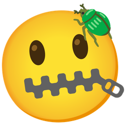 beetle and zipper-mouth face