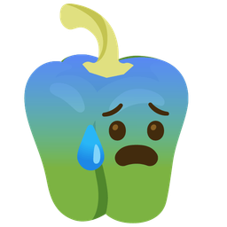 bell pepper and anxious face with sweat