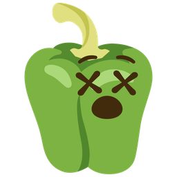 bell pepper and face with crossed-out eyes