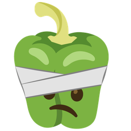 bell pepper and face with head-bandage