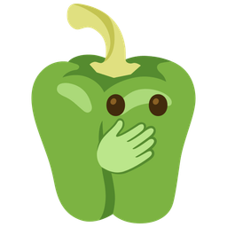 bell pepper and face with open eyes and hand over mouth