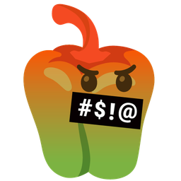 bell pepper and face with symbols on mouth