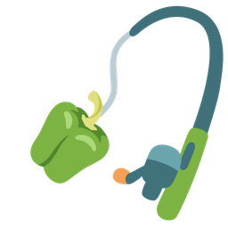 bell pepper and fishing pole